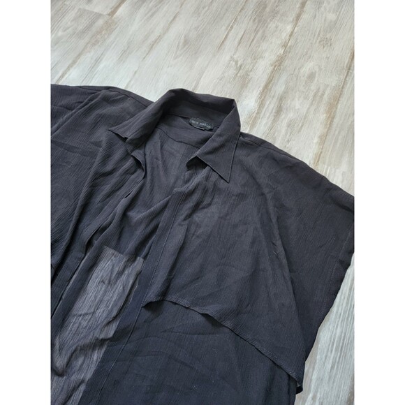 Steve Madden Gauze Mid Length Kimono Cover-up Black Collared Sheer OS EUC - Picture 2 of 8